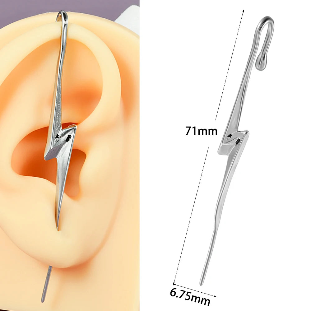 1PC Acier Chirurgical Croix Serpent Tigre Foudre Oreille Aiguille Crochet Boucles D'Oreilles Surround Auricle Diagonale Goujon Piercing Clip Boucles D'Oreilles