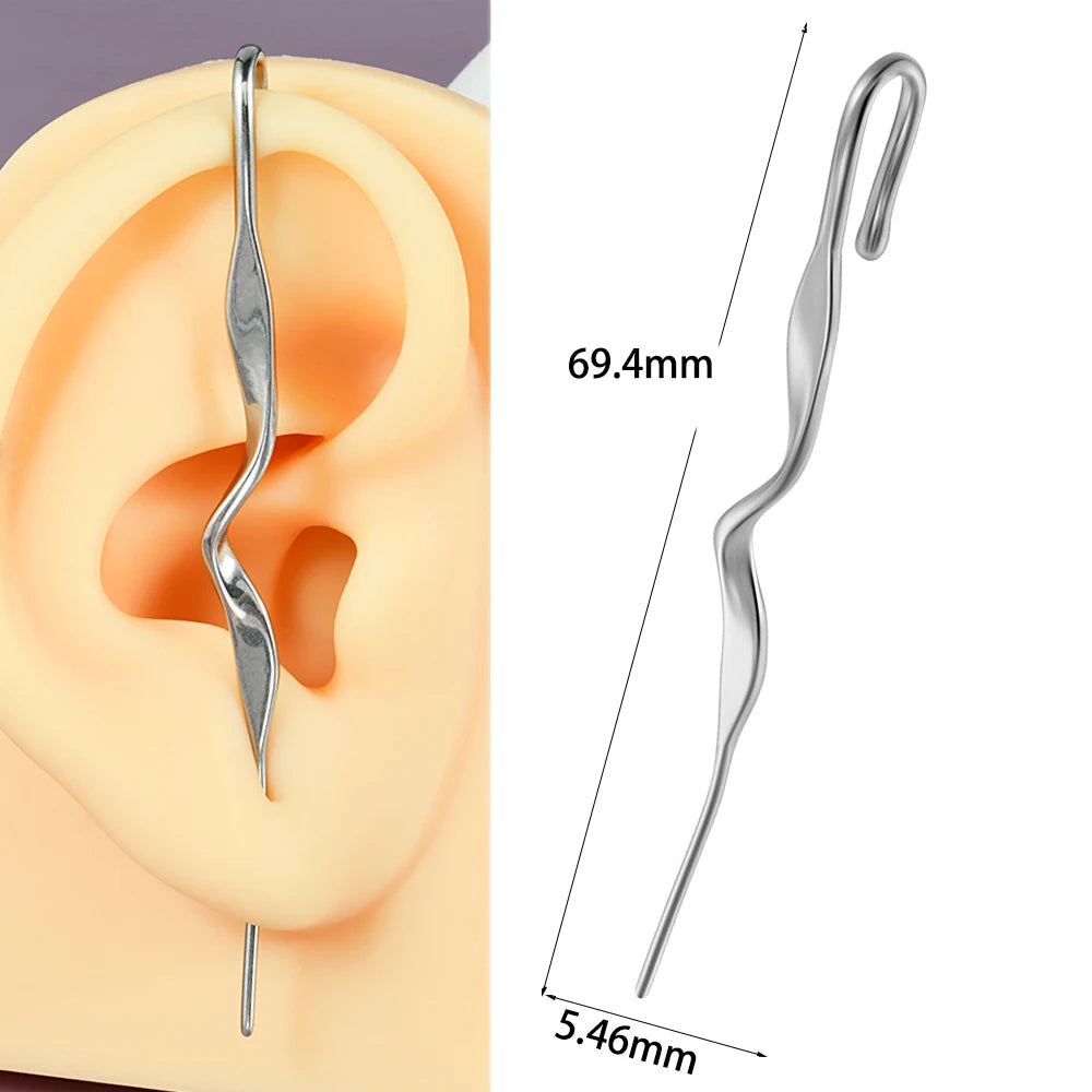 1PC Acier Chirurgical Croix Serpent Tigre Foudre Oreille Aiguille Crochet Boucles D'Oreilles Surround Auricle Diagonale Goujon Piercing Clip Boucles D'Oreilles