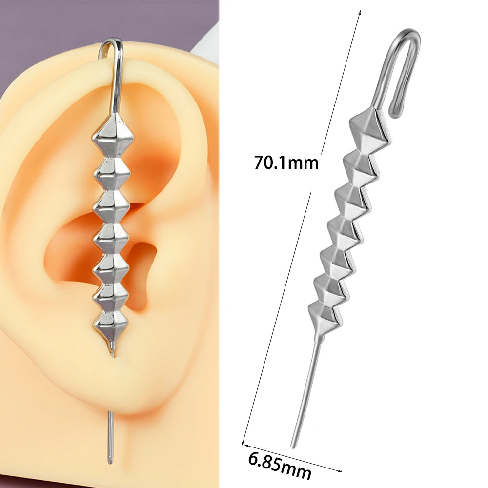 1PC Acier Chirurgical Croix Serpent Tigre Foudre Oreille Aiguille Crochet Boucles D'Oreilles Surround Auricle Diagonale Goujon Piercing Clip Boucles D'Oreilles