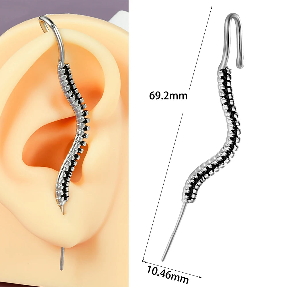 1PC Acier Chirurgical Croix Serpent Tigre Foudre Oreille Aiguille Crochet Boucles D'Oreilles Surround Auricle Diagonale Goujon Piercing Clip Boucles D'Oreilles