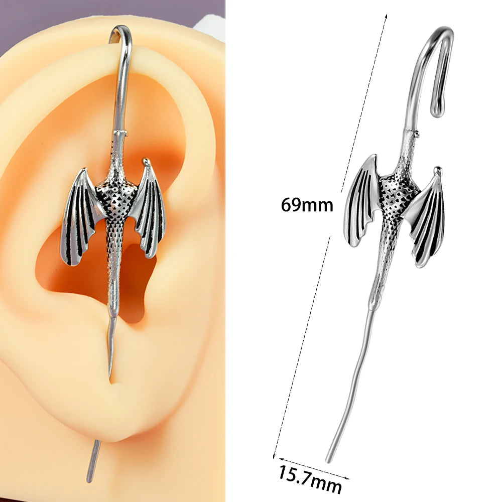 1PC Acier Chirurgical Croix Serpent Tigre Foudre Oreille Aiguille Crochet Boucles D'Oreilles Surround Auricle Diagonale Goujon Piercing Clip Boucles D'Oreilles